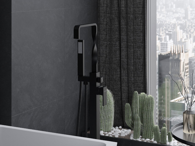 Черни плочки в банята