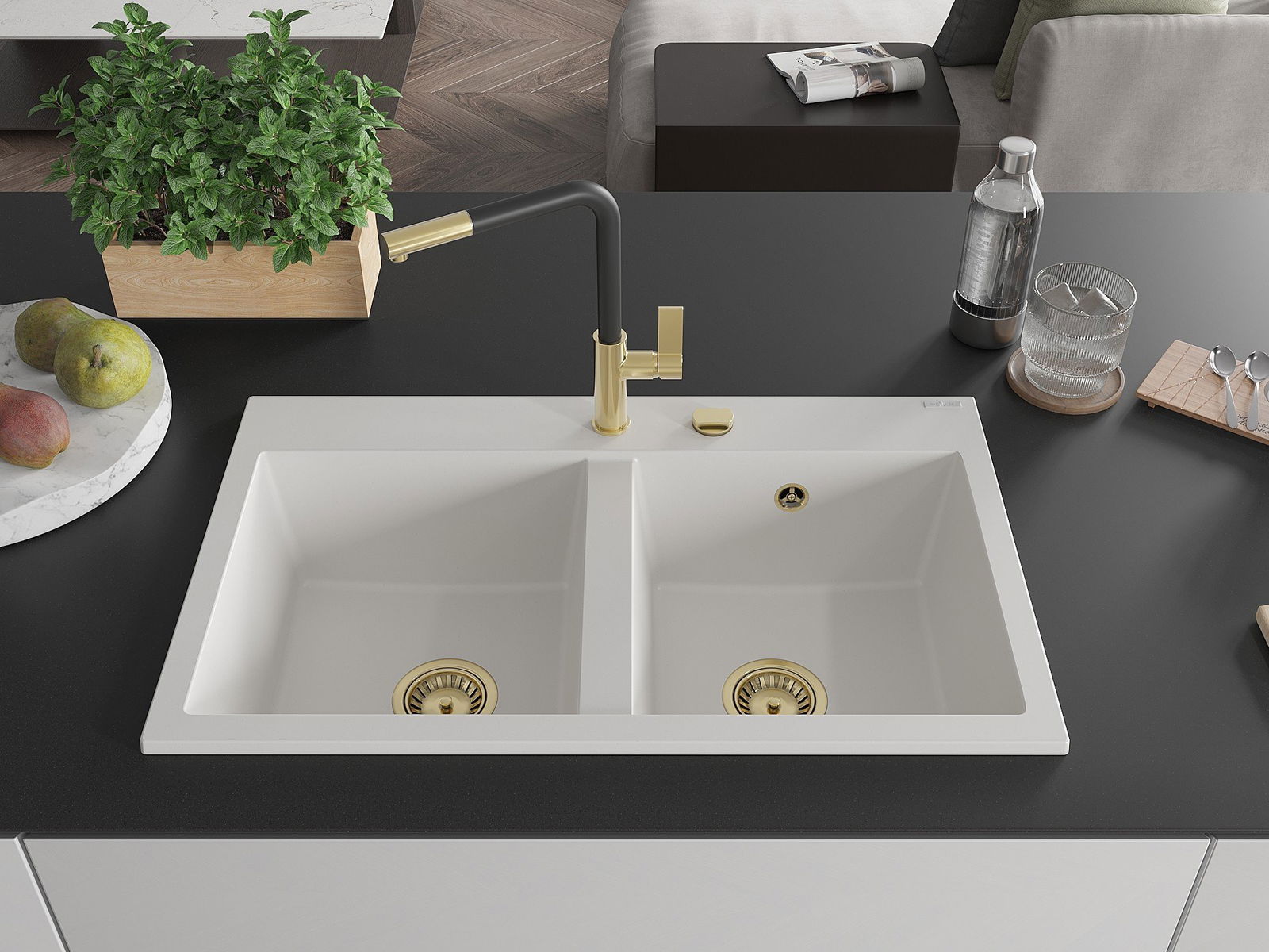 голяма двукамерна мивка