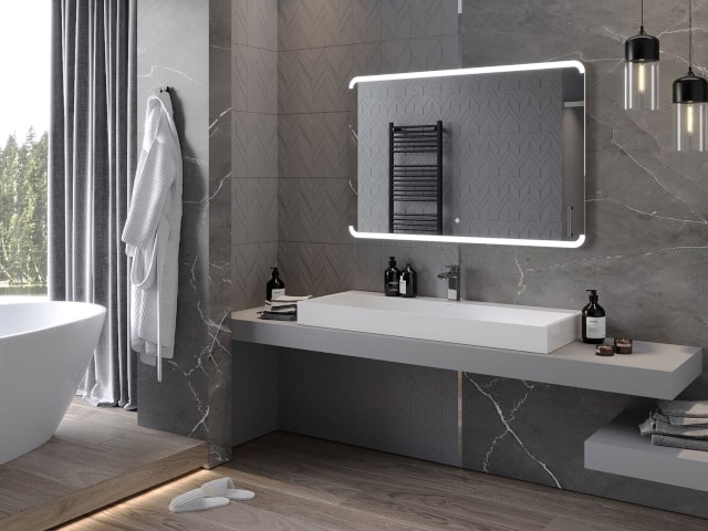 Стенно огледало с осветление