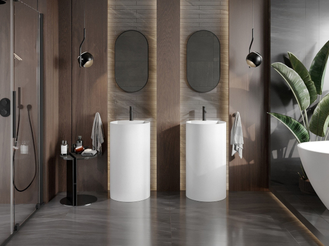 Плочки имитиращи мрамор Mexen в оформлението на баня