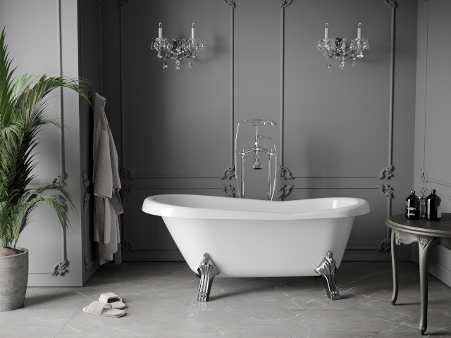 Сиви плочки Mexen в банята