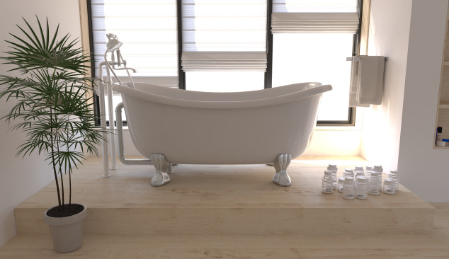 Дървен под в бяла баня