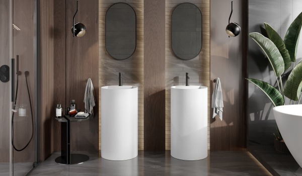 Дървени аксесоари в банята в бохо стил