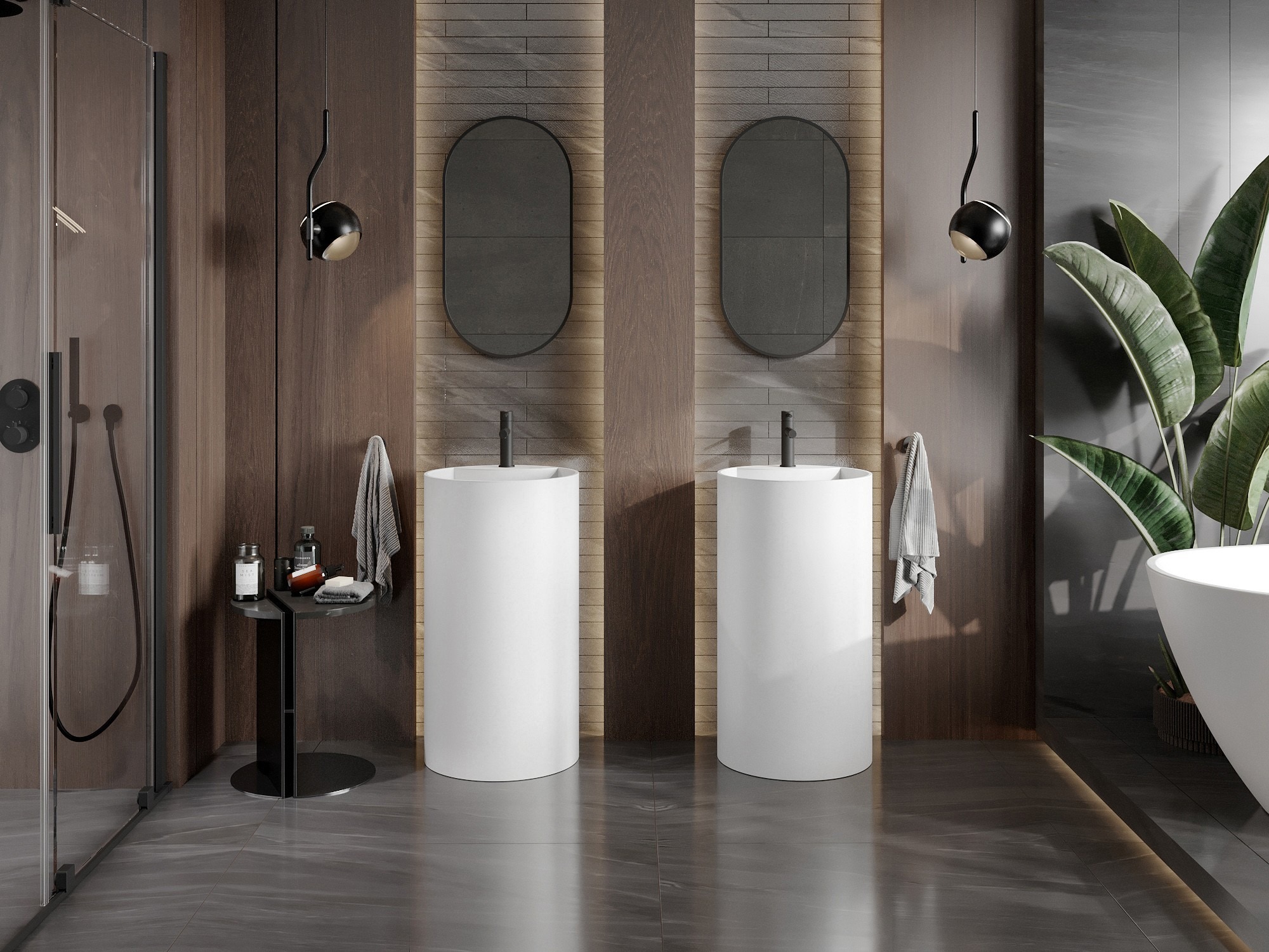 Дървени аксесоари в банята в бохо стил