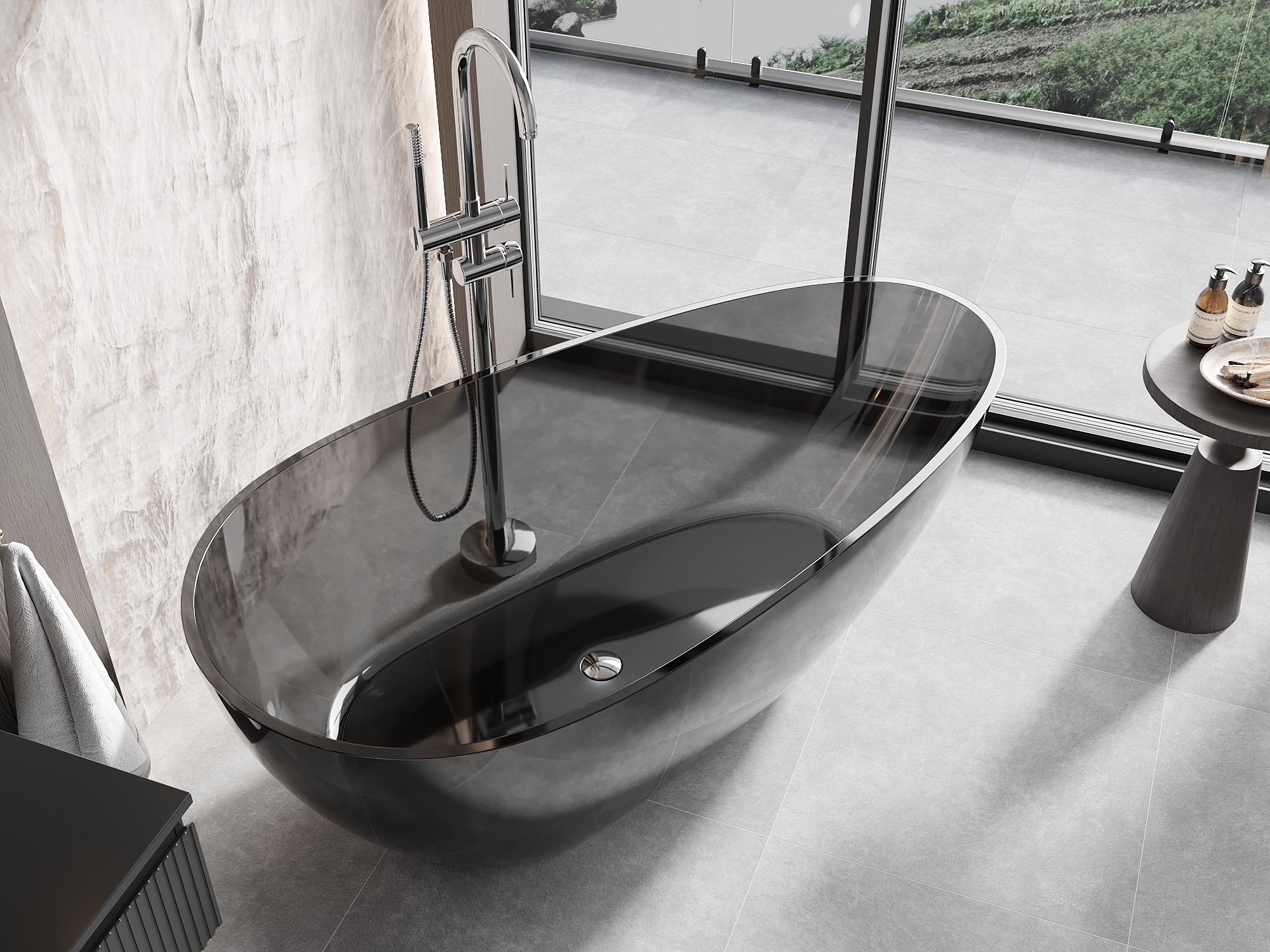 Прозрачна вана от смола в банята